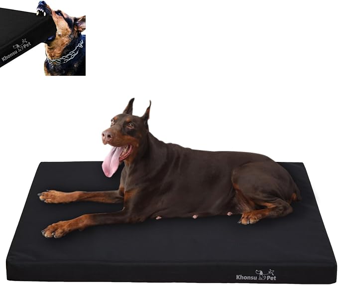 KHONSU PET Durable Outdoor Dog Bed Waterproof Dog Crate Mat Tough Dog Crate Bed up to 130 lbs XXXL Large Dogs with Washable Cover