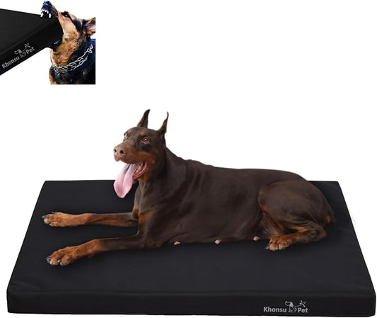 KHONSU PET Durable Outdoor Dog Bed Waterproof Dog Crate Mat Tough Dog Crate Bed up to 130 lbs XXXL Large Dogs with Washable Cover