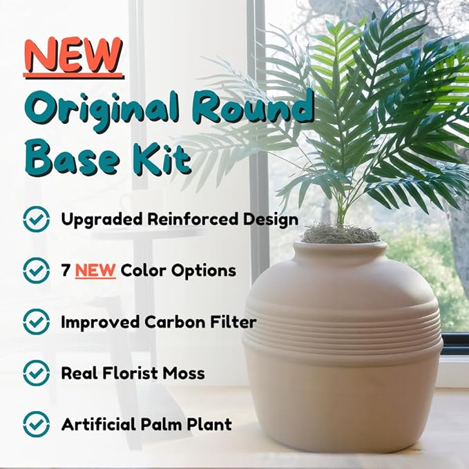Good Pet Stuff Original Hidden Litter Box Planter, Decorative Cat Litter Enclosure with Carbon Filter, Artificial Palm Plant, Upgraded Design, Easy to Clean, Base Kit, Mocha Brown