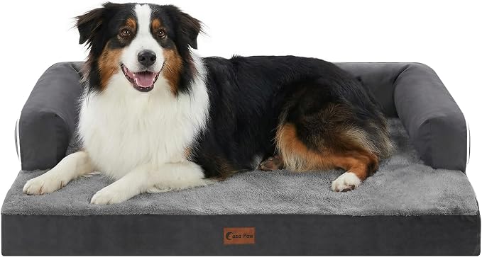Orthopedic Dog Beds for Medium Sized Dogs, Waterproof Egg Crate Foam Medium Dog Couch Beds for Crate 35x22Inch, Washable Pet Beds with Removable Cover and Nonskid Bottom, Dark Grey