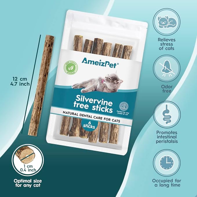 AmeizPet Silvervine Sticks for Cats 6 pcs & 12 pcs Packages
