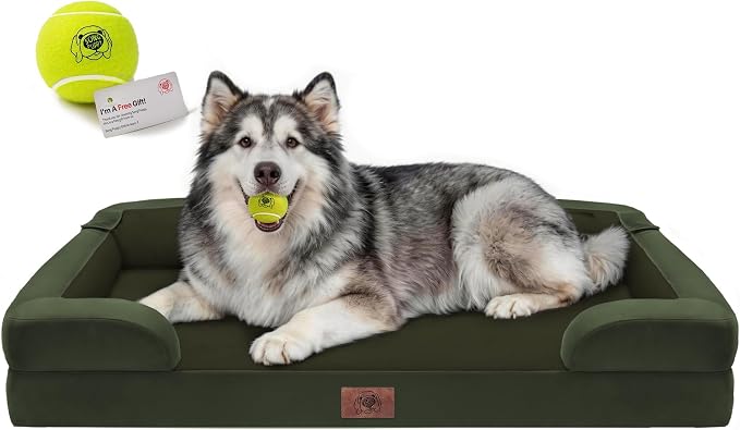 Extra Large Dog Bed - Washable Orthopedic Huge Pet Bed for Big Dogs Waterproof Cover Pet Couch Soft with Memory Foam with Bolster, 48 x 30