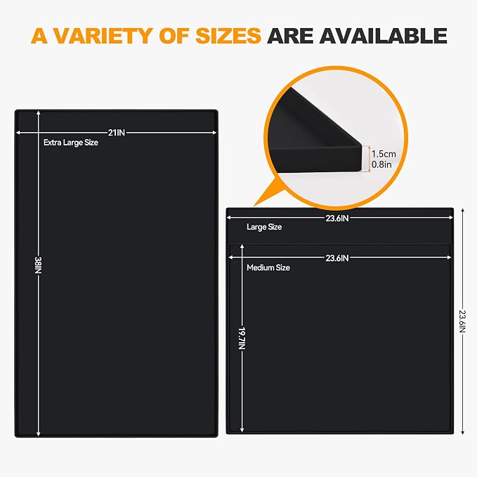 Finorder Dog Silicone Mat for Food and Water,100% Floors Waterproof Pet Feeding Mats Higher Raised Edges 23.6"X19.7"Large Silicone Mat Bpa Free,Placemats for Cats and Dogs,Pet Supplies(Black)