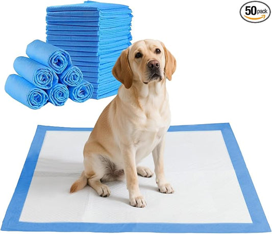 50 Packs 28"x30" Disposable Puppy Pads, Dog Training Pads, Super Absorbency Disposable Underpads with Leak-Proof and Odor Control, Disposable Training Pads for Puppies, Dogs, Cats, Rabbits