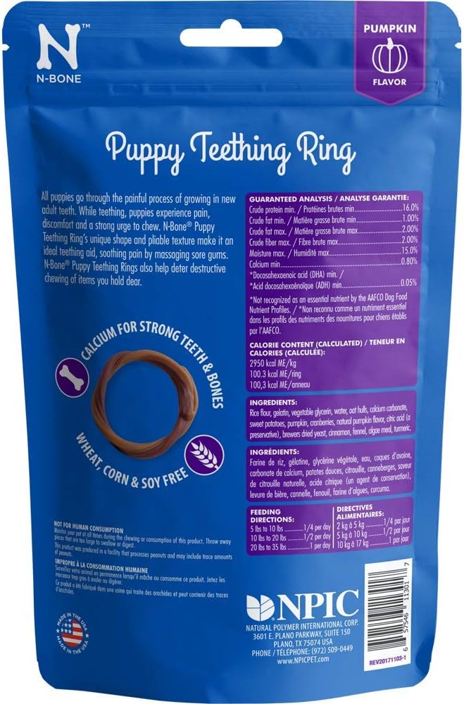 N-Bone Puppy Teething Rings Pumpkin and Blueberry & BBQ Flavors (6 Count)