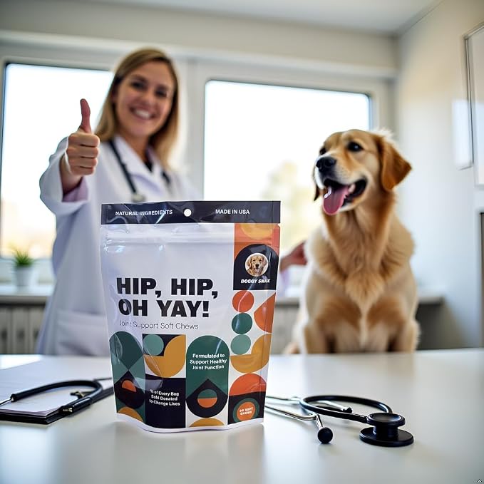 Hip Hip Oh Yay! Canine Hip & Joint Supplement Soft chew with Glucosamine, Chondroitin, Green Lipped Mussel, MSM, Hyaluronic Acid, Boswellia and so Much More!