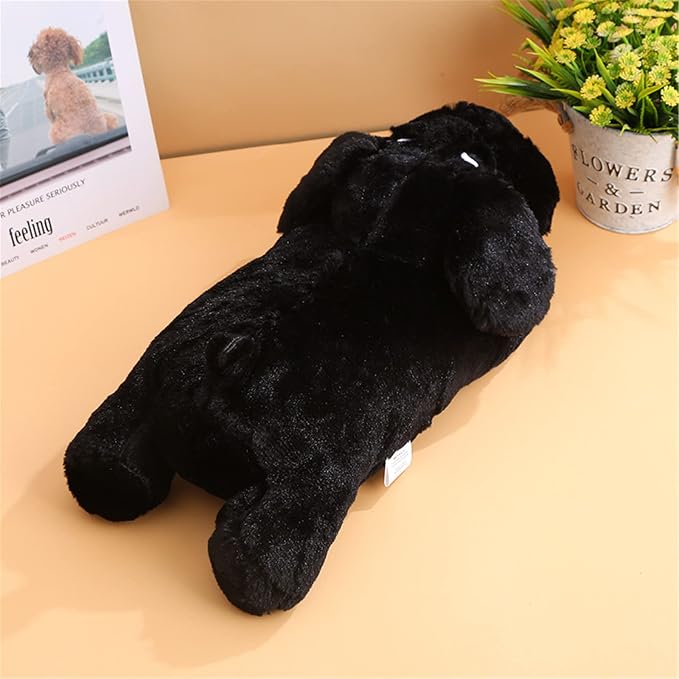 3T GROUP Dog Heartbeat Toy for Puppy Stuffed Animal with Heartbeat Toy Sleep Aid Essentials Anxiety Relief Behavioral Training Plush Pillow Black (Black)