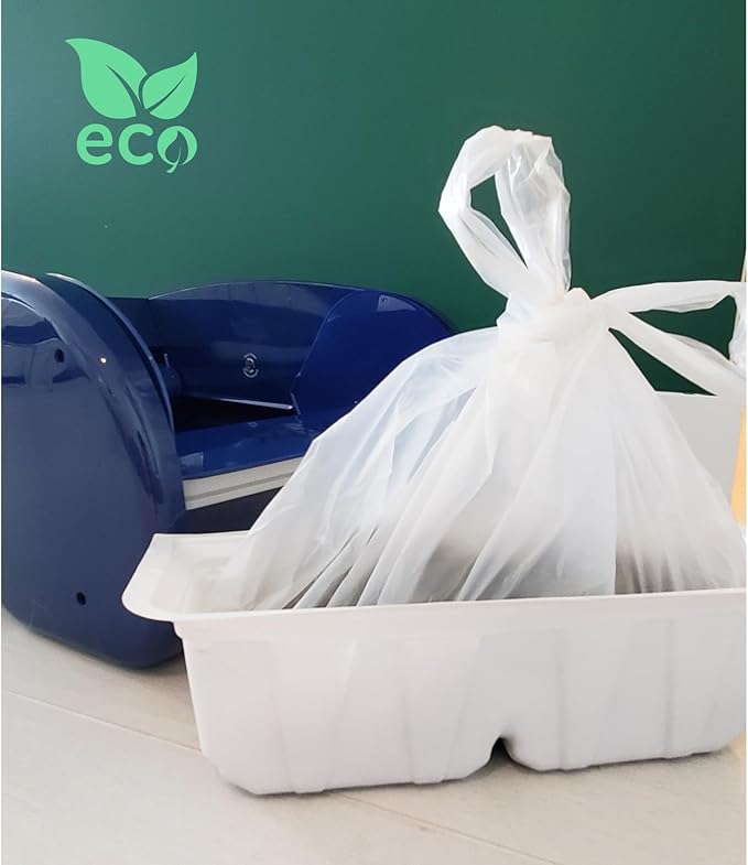 EcoLeo, Compatible with LitterMaid & Nature's Miracle Waste Receptacles, 60 Refill Bags with Handles, Cornstarch, Use in Self-Cleaning Litter Box Waste Trays