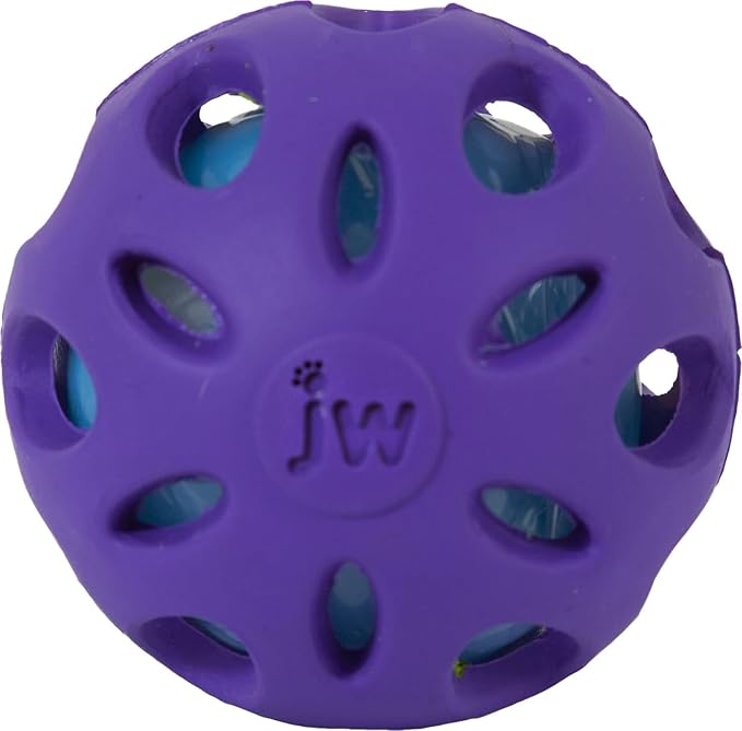 JW Pet Crackle Heads Ball Rubber Durable Fetch Chew Dog Toy 2.3 in Small 3 Pack