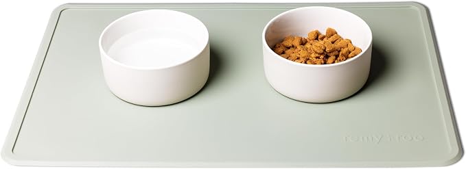 Remy+Roo Sage Silicone Dog Food Mat for Pet Bowl | 23.6" x 15.7" | 100% Waterproof | Non-Slip | Dishwasher Safe