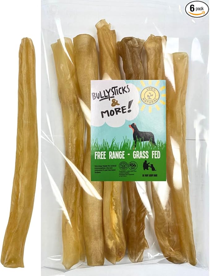 BULLYSTICKS & MORE 12 Inch Beef Collagen Rolls for Dogs (Regular Size - 6 Count) - Bones for Dogs - Dog Parents Choice - No Hide Beef Cheek Rolls