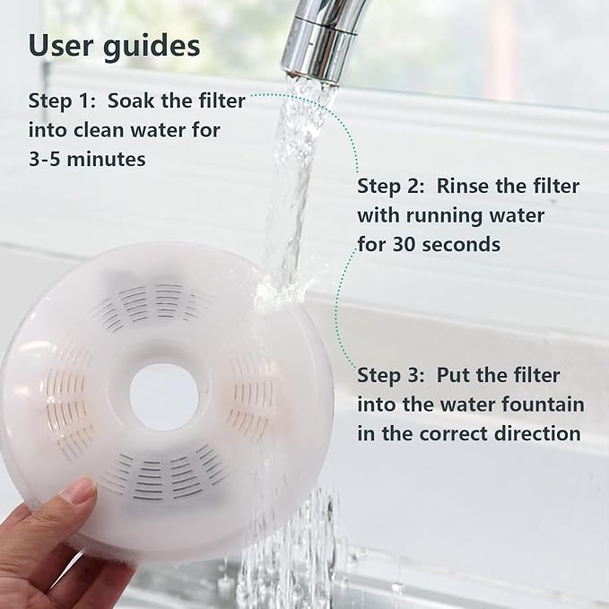 12 Pack Cat Water Fountain Filters for Catit, Triple Action Replacement Filters for Catit Flower Fountain and Catit Stainless Steel Fountain