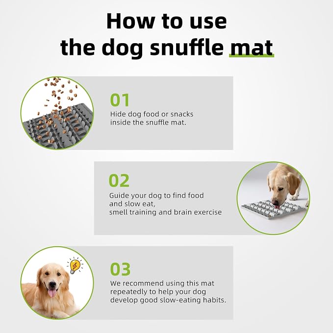Snuffle Mat for Dogs, Silicone Snuffle Mat Dog Feeding Mat Slow Feeder, Encourages Natural Foraging Dog Sniff Mat, Stress Relief, Smell Training, Digging Toys for All Breed Dogs (Grey)