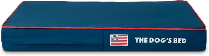 The Dog’s Bed Replacement Outer Cover, Oxford Fabric, Blue with Red Trim & USA Flag, Medium, 4-Inch