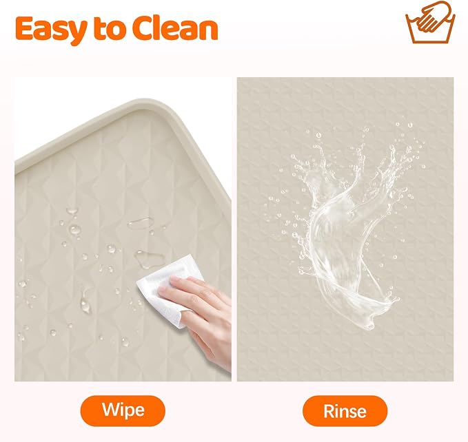 Pee Pads for Dogs, 51" x 25.6" Extra Large Reusable Dog Silicone Mat for Floor Protector, Washable Non-Slip Dog Training Pads for Potty Training (Beige)
