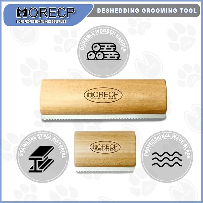 (8in and 4in) Deshedding Grooming Tool for Horses, Dogs & Cats, Horses Brush Durable Curry Comb for All Hair Types,Pet Hair Removal Tool