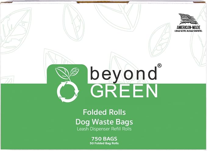 beyondGREEN Plant-Based Dog Poop Waste Bags for Leash Dispenser - 750 Bags - 50 Rolls of 15 Bags - 9" x 12"