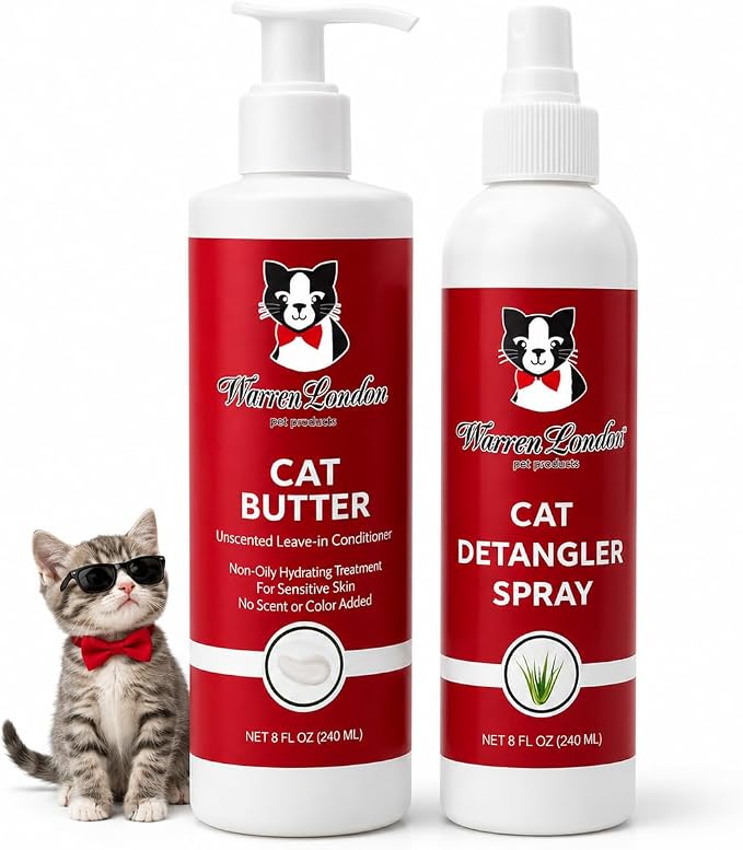 Warren London Cat Detangler & Hydrating Butter Combo, Unscented 8oz