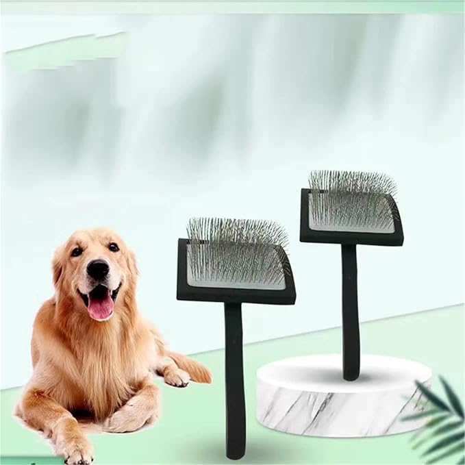 Professional Pet Grooming Brush - Long Handle Hair Remover for Dogs, Reusable Deshedding Rake(Black)