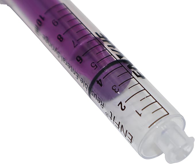 Envue ENFit 10mL Reusable O-Ring bFed Syringe for Tube Feeding, 25-Pack, Purple Plunger