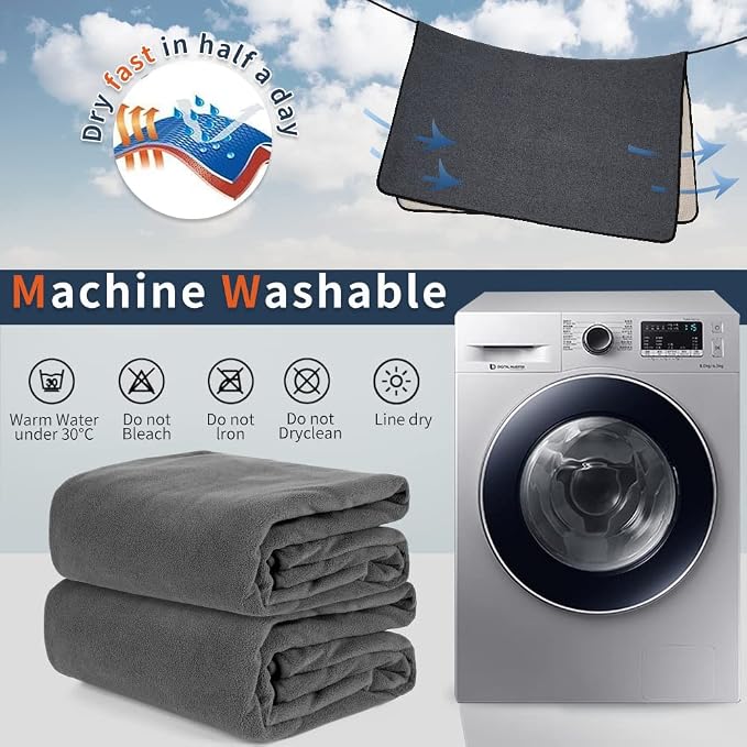 Washable Pee Pads for Dogs, Extra Large Reusable Dog Pee Pad, Waterproof Pet Mat, Dog Playpen Mats for Puppy Training Whelping Playpen Pads, Grey, 48x36 inch