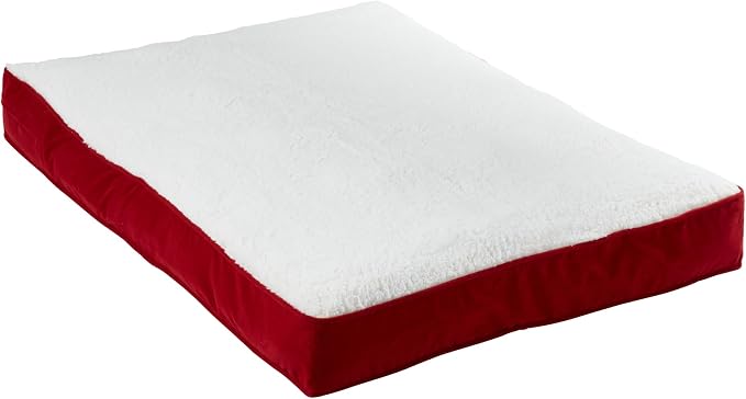 Happy Hounds Daisy Deluxe Supportive Sherpa Dog Bed, Small (36 x 24 in.), Red