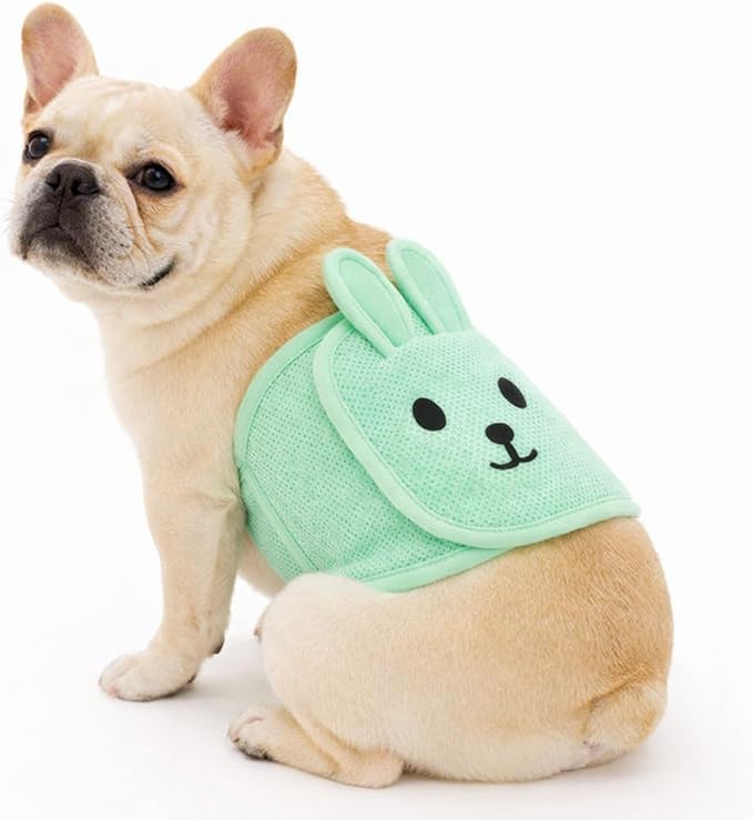 3PC Cute Belly Bands for Male Dogs with 3D Ears, Washable Reusable Dog Diaper, Breathable Mesh Wrap for Training & Incontinence, Adjustable Comfort Fit（Green-S）