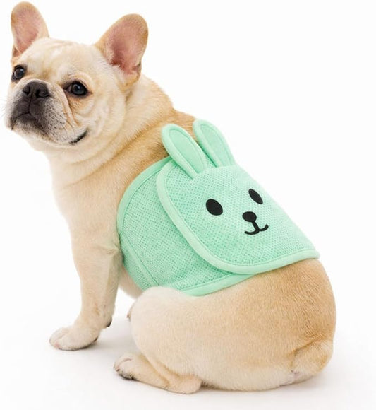 Cute Belly Bands for Male Dogs with 3D Ears, Washable Reusable Dog Diaper, Breathable Mesh Wrap for Training & Incontinence, Adjustable Comfort Fit（Green-S）