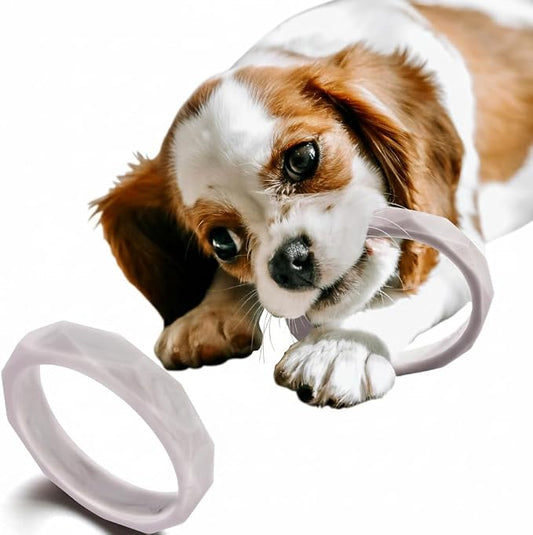 Puppy Teething Rings, Bracelet Food Grade Silicone Chew Toys for Small Dogs and Medium Dog, Puppy Nipping Solution Toys, Chew Toys for Puppies 0-6 Months - Marble Columns