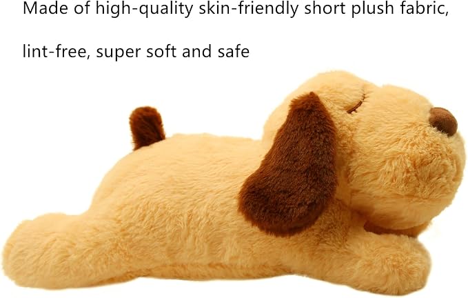 3T GROUP Puppy Heartbeat Toy for Dogs Sleep Aid Stuffed Animal with Heartbeat Toy for Puppy Essentials Pet Pillow Anxiety Relief Calming Toy(Yellow)