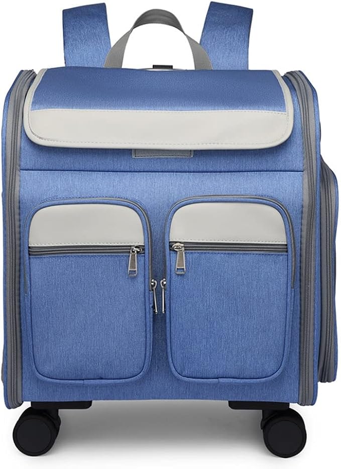 Cat Puppy Car Backpack Pet Transport Bag Trolley Cage Suitcase with Window(D)