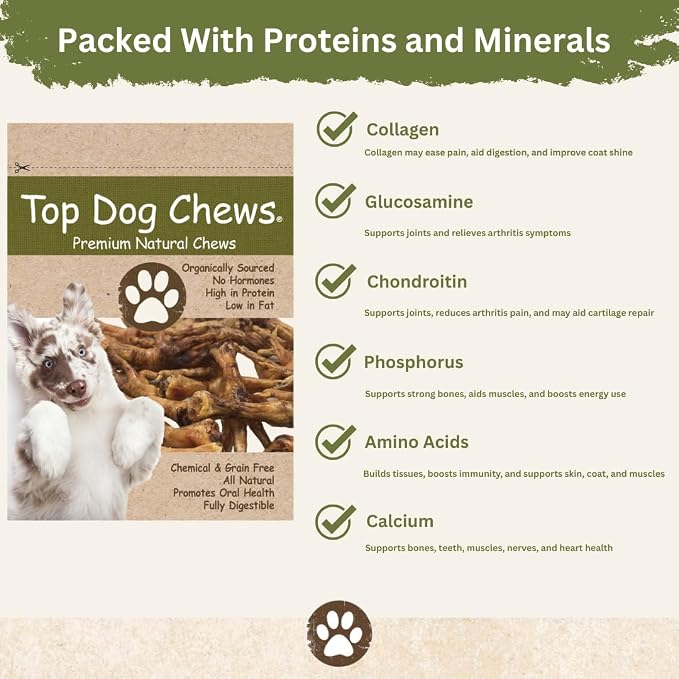 Top Dog Chews Dehydrated Chicken Feet for Dogs (50) – All Natural, Single Ingredient Dog Treats – Nail Free, Easily Digestible, Protein Rich, Low in Calories, Supports Joint Health