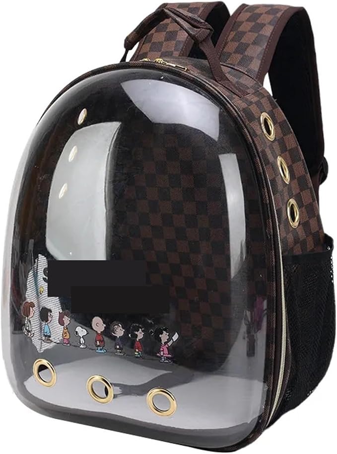 Quality Carrier Bag Cat Portable Pet Carrier Designer Dog Cat Travel Bag Fashion Pet Backpack(Cartoon Coffee Color)