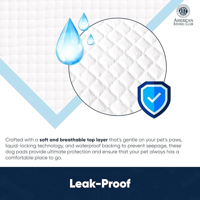 American Kennel Club Scented Puppy Training Pads with Ultra Absorbent Quick Dry Gel – 28 x 30 Pee Pads for Dogs - Fresh Scented - 50 Count, XL (Pack of 6)