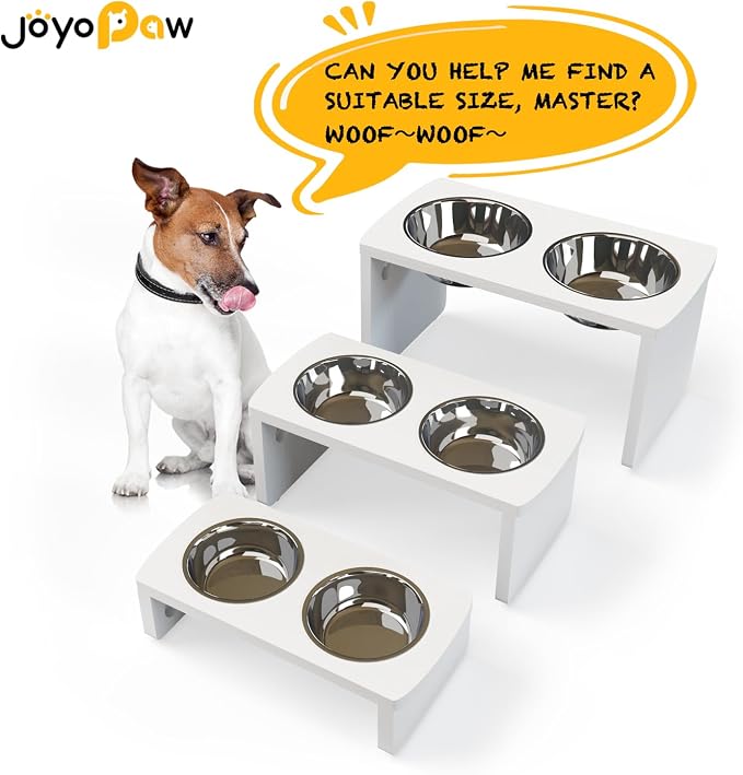 Elevated Dog Bowls, Waterproof Raised Dog Bowl for Medium & Large Dogs, HIPS Poly Lumber Stand with 2 Stainless Steel Bowls, Indoor & Outdoor Use (13'' Tall–68 oz Bowl, White)