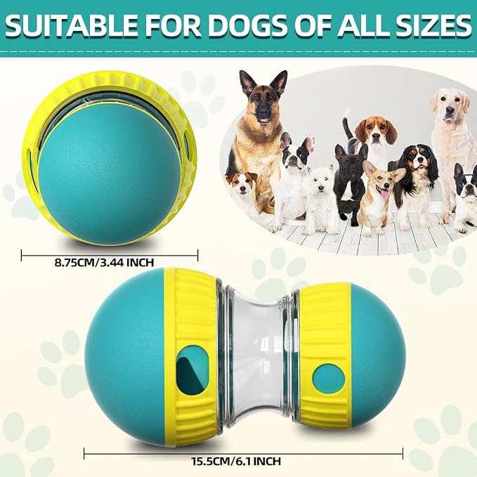 Mankoda Dog Puzzle Toys, Rolling Treat Dispensing Ball, Brain Stimulation & Slow Feeder, Dog Enrichment Toys to Keep Them Busy (Green)