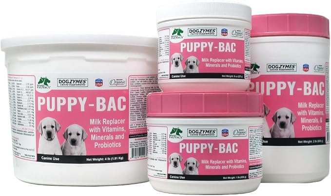Dogzymes Puppy-Bac (2 Pound) Milk Replacer with Live Microorganisms and Enzymes 441 Million CFU/gram Mix 1:4