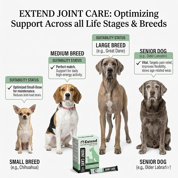 Extend Joint Support for Dogs Hip and Joint Supplement for Dogs Glucosamine Hip & Joint Support Arthritis Supplement, Support Healthy Joints, Mobility & Flexibility for All Dog Breeds - Made in USA