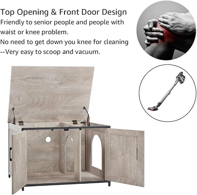 unipaws Top Opening Cat Litter Box Enclosure, Flip Top XL Extra Large Cat Box Furniture, Friendly to Elderly People, High Jumbo Automatic Litter Box Cover Hidden for Large Cat