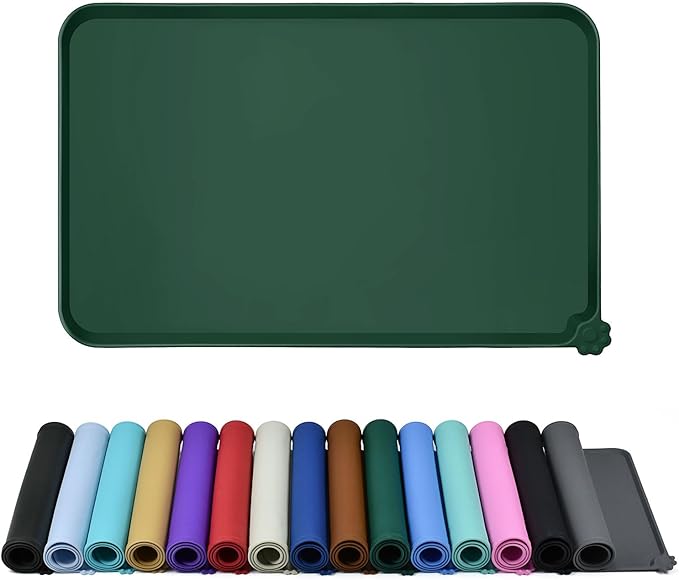 Reopet Silicone Pet Feeding Mat - Waterproof & Non-Slip Dog Cat Placemat | High Raised Edges Prevent Food & Water Spills to Protect Floors, Easy to Clean, Fit for Dog Cat Bowls