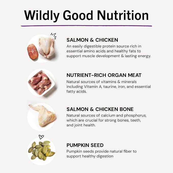 Stella & Chewy's Freeze-Dried Raw Cat Dinner Morsels - Premium Salmon & Chicken Recipe with 98% Wild-Caught & Cage-Free Protein - Natural Grain-Free Cat & Kitten Food - Made in USA - 18 oz