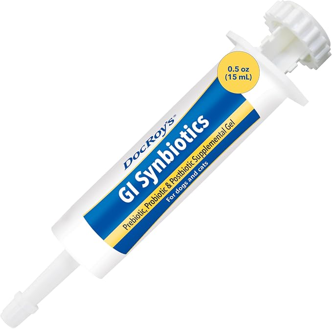 Doc Roy’s GI Synbiotics Probiotic & Prebiotic Supplemental Gel for Dogs & Cats, Digestive & Immune Health Supplement with Live Cultures, BgMOS & Beta Glucans, Chicken Flavor, 15ml Oral Gel