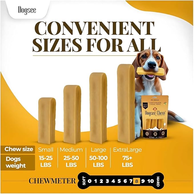Dogsee Yak Cheese Himalayan Dog Chews 1lb (Large - 4 Bars) .100% Natural, 60% Protein, Dog Treats for Large Breed Dog Chews Long Lasting for Aggressive Chewers High Protein Dental Sticks.