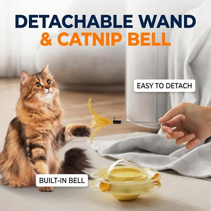 Cat Ball Track, Cat Toy for Indoor Cats Wobble Treat Dispenser Ball Kitten Food Dispenser & Puzzle Feeder Balls & Enrichment Toys & Mental Stimulation Interactive Brain Game