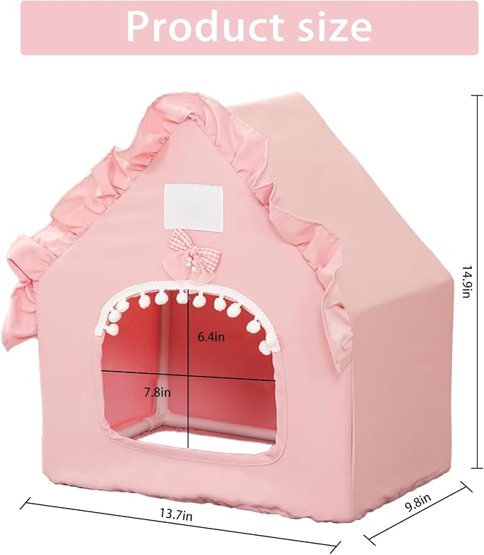 Bunny Tent Guinea Pig House, Machine Washable Guinea Pig Hide Tent Houses & Habitats, Small Animal Bed Hideout Sleeping Bed for Chinchilla Hamster Rat with Cushion（Pink）
