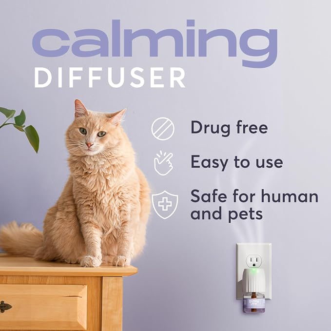 Cat Calming Diffuser Bundle – Long-Lasting 30-Day Formula with Pheromones for Stress Relief, Relaxation, and Anxiety Reduction in Cats Easy to Use – (3 Diffusers + 6 Refills)