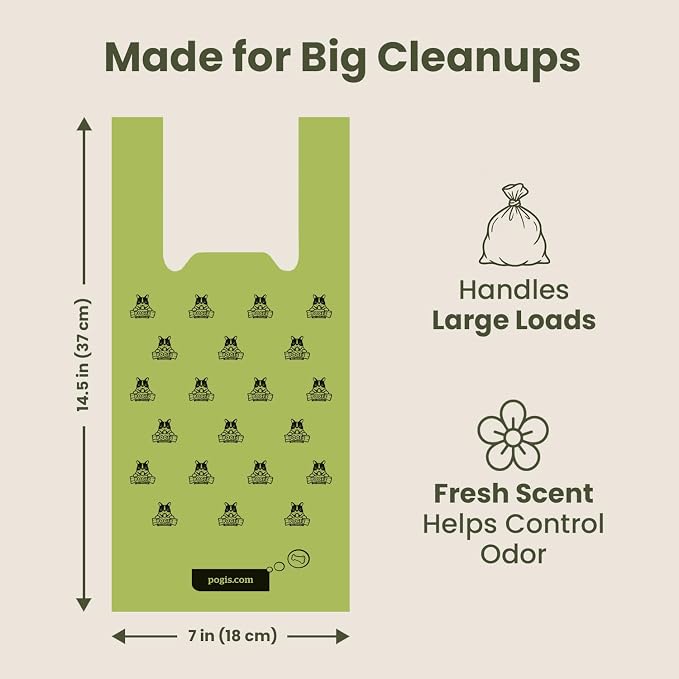 Pogi’s Dog Poop Bags with Handles – Extra-Thick, Leak-Proof, Large, Fresh Scent, 900-Count