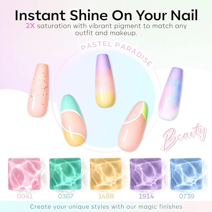 modelones 40Pcs Gel Nail Polish Set, 36 Colors 2026 Summer Spring Pastel White Pink Light Yellow Blooming Glitter Gel Polish Kit with 4PCS Glitter Matte Glossy Top Base Coat LED Nail Art DIY Gift