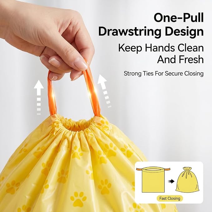 Extra Large Cat Litter Box Liners 120 Count (6 Rolls), Drawstring Cat Litter Bags for Automatic Litter Box, Leakproof & Odorless for Multi-Cat Household, Cats and Dogs 23.6" x 19.7"