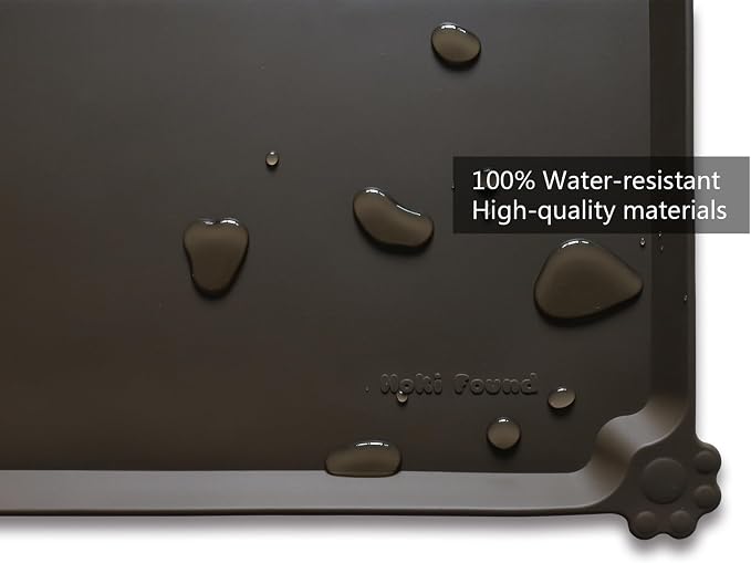 Hoki Found Silicone Pet Food Mats Tray - Non Slip Pet Dog Cat Bowl Mats Placemat - Dog Pet Cat Feeding Mat - Waterproof Dog Cat Food Mats -Pet Water Mats for Carpet - Coffee